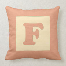 Baby building block throw pIllow letter F (orange)