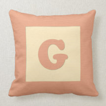 Baby building block throw pIllow letter G (orange)