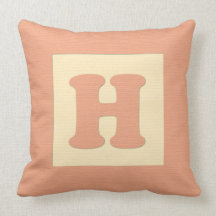 Baby building block throw pIllow letter H (orange)