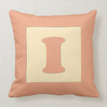 Baby building block throw pIllow letter I (orange)