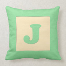 Baby building block throw pIllow letter J (green)