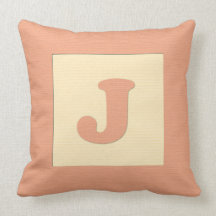 Baby building block throw pIllow letter J (orange)
