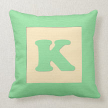 Baby building block throw pIllow letter K (green)