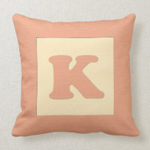 Baby building block throw pIllow letter K (orange)