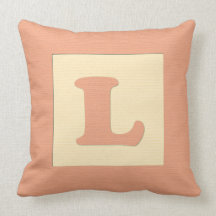 Baby building block throw pIllow letter L (orange)
