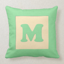 Baby building block throw pIllow letter M (green)