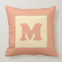 Baby building block throw pIllow letter M (orange)