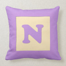 Baby building block throw pIllow letter N (purple)