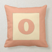 Baby building block throw pIllow letter O (orange)