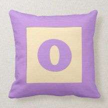 Baby building block throw pIllow letter O (purple)