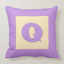 Baby building block throw pIllow letter Q (purple)