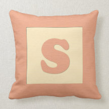 Baby building block throw pIllow letter S (orange)
