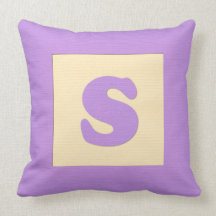 Baby building block throw pIllow letter S (purple)