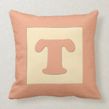 Baby building block throw pIllow letter T (orange)