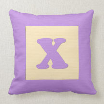 Baby building block throw pIllow letter X (purple)