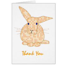 Baby Bunny Applique Yellow Thanks Card
