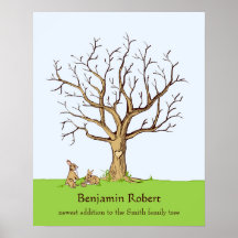 Baby Bunny Fingerprint Tree Guestbook