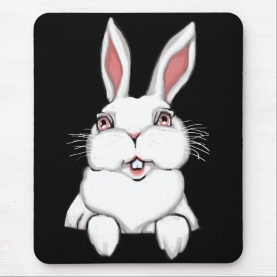 Baby Bunny Mousepad Festive Bunny Decorations by artist_kim_hunter