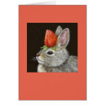 baby bunny with strawberry card