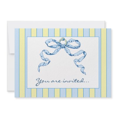Baby Business Blue & Yellow Striped Invitations by BuildMyBrand