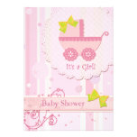 Baby Carriage It's a Girl! Pink Baby Shower Invite