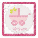 Baby Carriage It's a Girl Pink Baby Shower Sticker