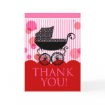 Baby Carriage Thank You (red pink) cards