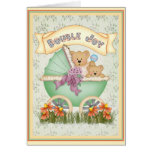 Baby Carriage Twins Greeting Card