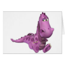 Baby Cartoon Dragons: Smoky Greeting Card