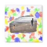 Baby Chasing Man on Beach Art Refrigerator Magnet