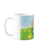 baby chimp in field of flowers mugs
