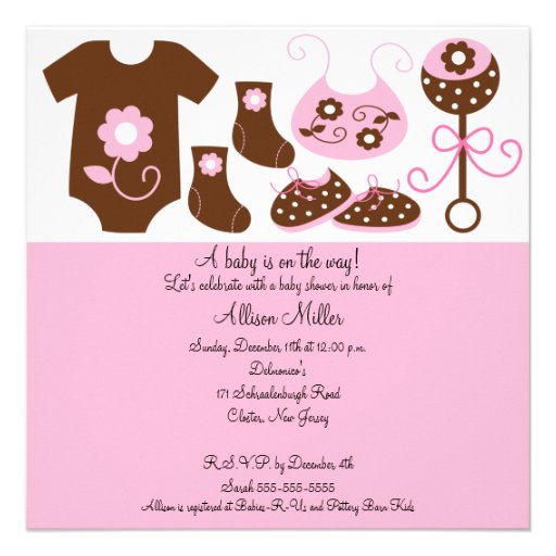 Baby Clothing Girl Baby Shower Invitation