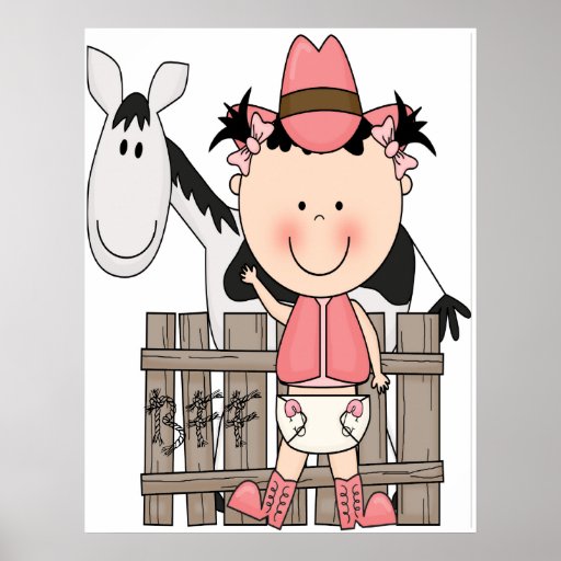 Baby Cowgirl with her Horse BFF Poster Art Print