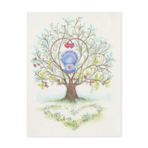 Baby Cradle in A Tree of Hearts and Love Post Card