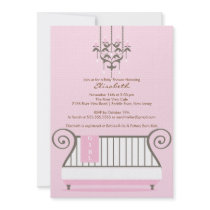 Baby Crib Baby Shower Invitation Chic Girl Pink