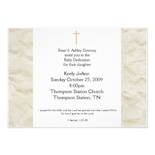 Baby Dedication Gender Neutral Baptism Invitation