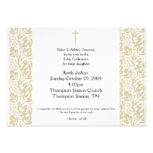 Baby Dedication Gender Neutral Baptism Invitation