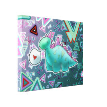 Baby Dinosaur Triangle Background Gallery Wrap Canvas