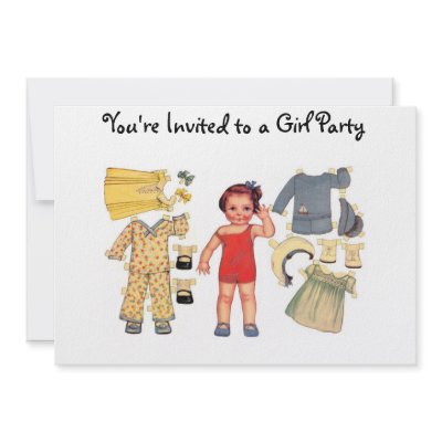 Baby Doll Paper Doll Invitations by PaperDollFun