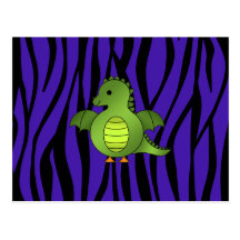 Baby dragon purple zebra stripes post cards