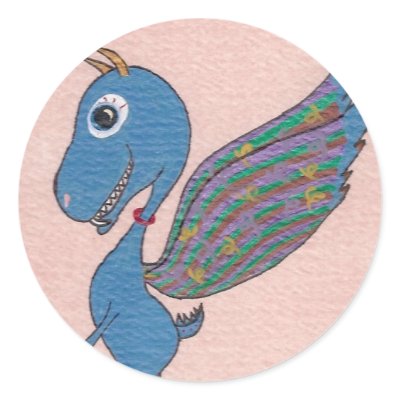 Baby Dragon, Small Cute Very Sharp Teeth Round Sticker by ellencmaze