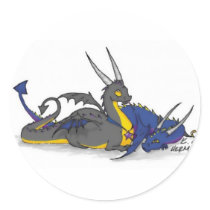 baby dragons round stickers