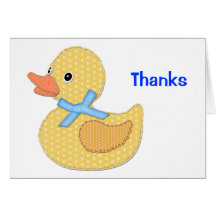 Baby Duck Applique Blue, Thanks Cards