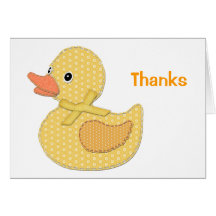Baby Duck Applique Yellow, Thanks Cards