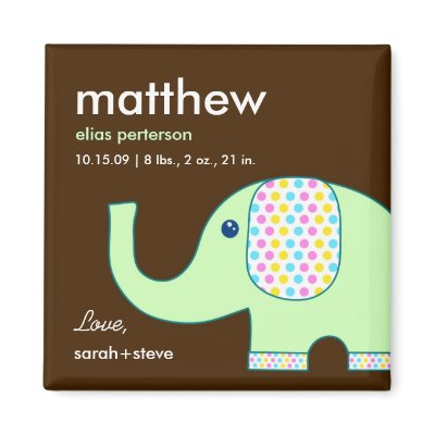 Baby Elephant Birth Announcement Magnet by paisleyinparis