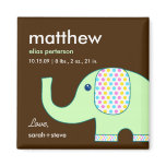 Baby Elephant Birth Announcement Magnet