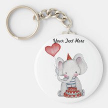 Baby Elephant Birthday Keychain
