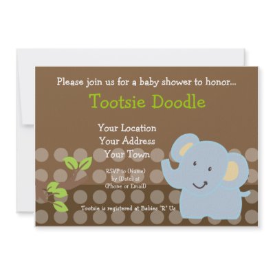 Baby Elephant Blue Boy Baby Shower Sprinkle Personalised Announcements by tootsiedoodle