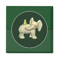 Baby Elephant & Frog Refrigerator Magnet