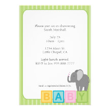 Baby Elephant Shower Invite Green